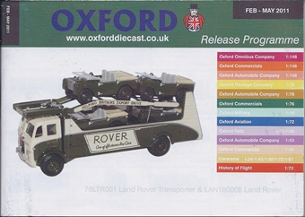 Oxford Diecast 32-page A6 catalogue - Feb 2011 to May 2011. Includes OO, N & O gauge items